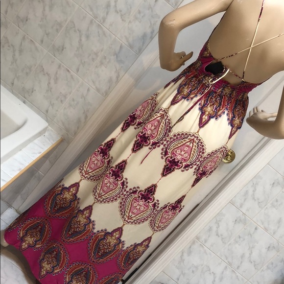 #50 Girly & Flirty IVORY/ FUCHSIA MAXI DRESS - Picture 7 of 8